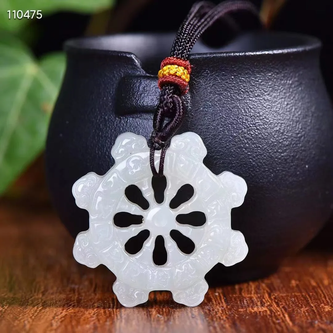 

Natural 100% real white hetian jade grave rudder Bless peace pendant jewellery Handle piece for men woman gifts good luck