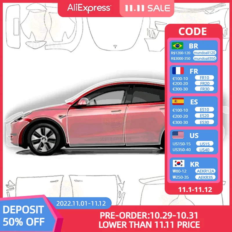 Cover Pre Cut 8mil Gloss matte PPF Paint Protection Film Kit TPU For Tesla Model 3 model Y 2017-2024
Cover Pre Cut 8mil Gloss matte PPF Paint Protection Film Kit TPU For Tesla Model 3 model Y 2017-2024