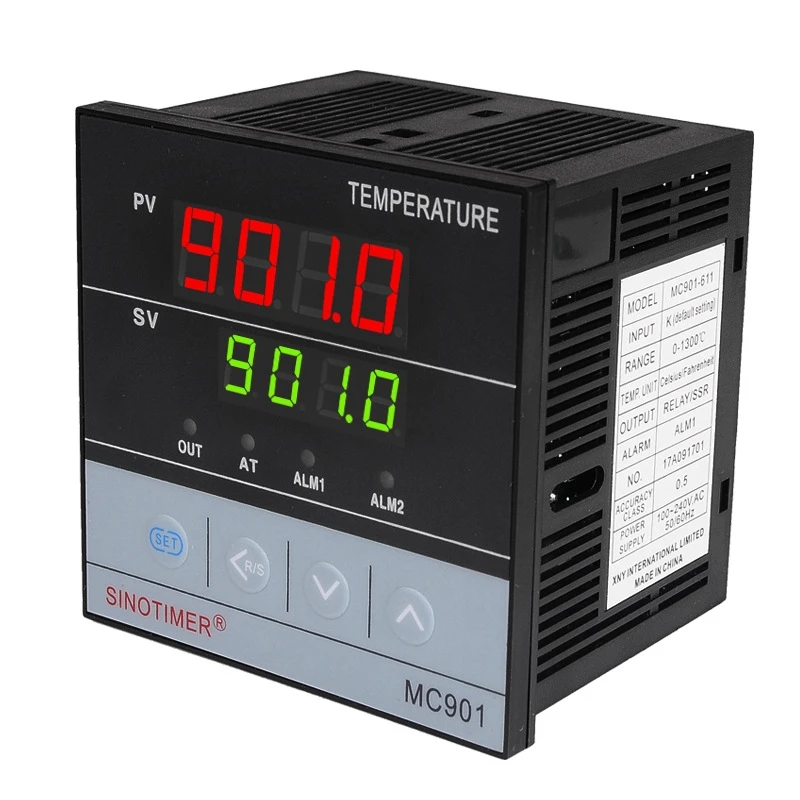 

Цифровой водонепроницаемый ПИД-регулятор температуры SINOTIMER MC901 типа K, датчик PT100, Входное реле, выход SSR