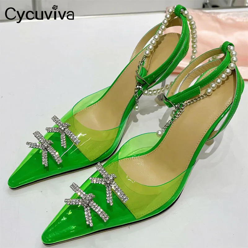 2023 New Crystal Bowknot High Heel Women Sandals Point Toe Party Brand Shoes For Woman PVC Rhinestone Banquet Women Pumps
2023 New Crystal Bowknot High Heel Women Sandals Point Toe Party Brand Shoes For Woman PVC Rhinestone Banquet Women Pumps