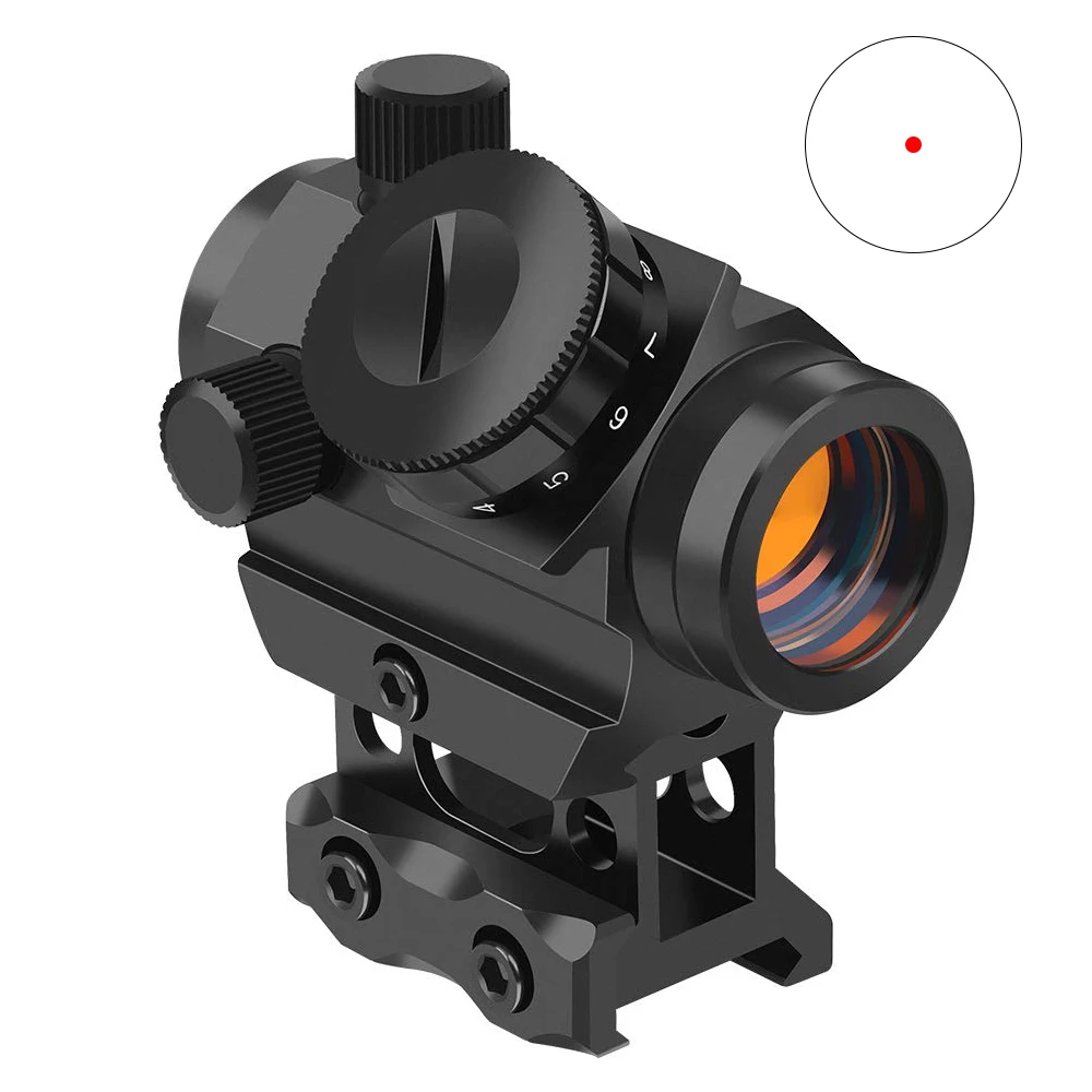 

1x20 Red Dot Sight Tactical Rifle Scope 4 MOA Red Dot Sight Reflex Sight Optical Sight with 1 inch Riser Mount Airsoft Hunting