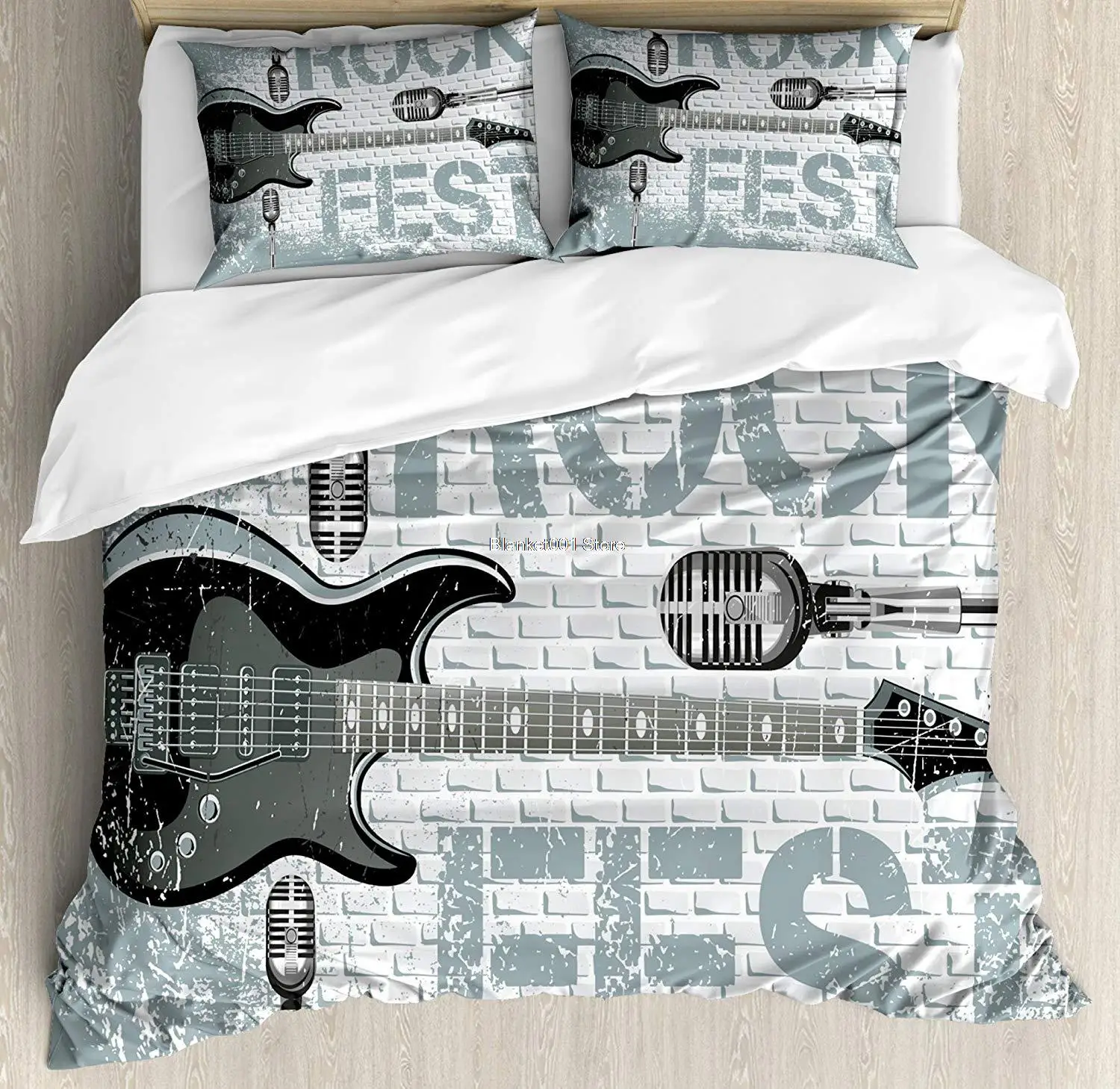 Rock Music Duvet Cover Set Grunge Color Splashed Brick Wall Background Electronic Guitar Mics Design Decorative 3 Piece Bedding
Rock Music Duvet Cover Set Grunge Color Splashed Brick Wall Background Electronic Guitar Mics Design Decorative 3 Piece Bedding