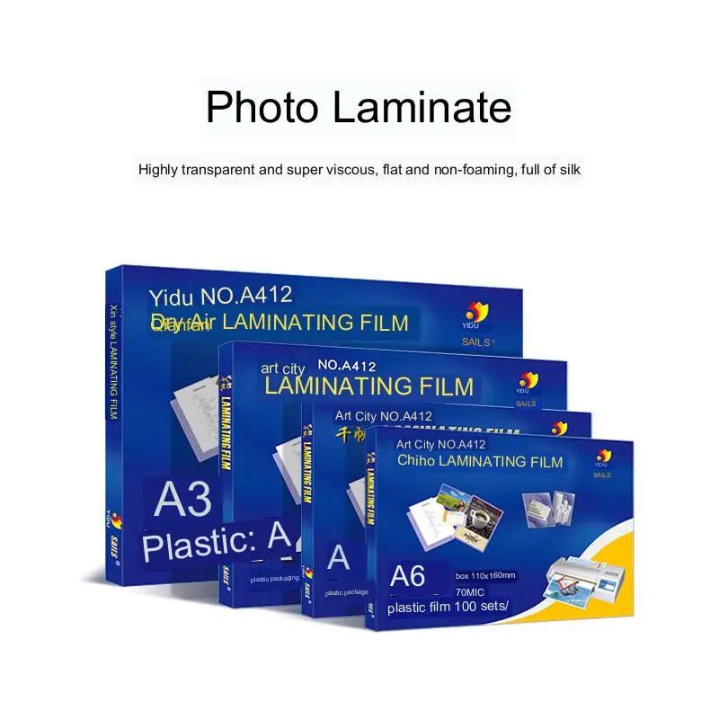 

100pcs 80mic Thermal Laminating Film 5 Size (3" 4" 5" 6 " A4) Pet+eva Plastifieuse For Roll Laminator Plastic Plastificadora