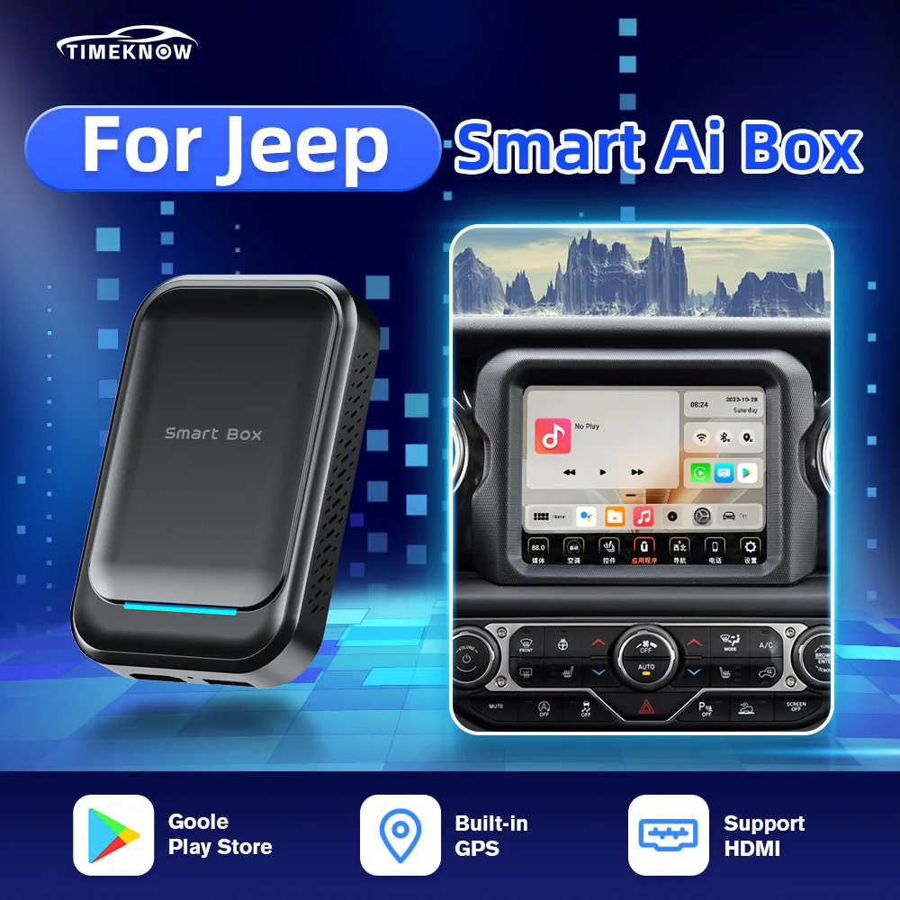 

TIMEKNOW For Jeep Wireless CarPlay Ai Box Wireless Android Auto Adapter GPS HDMI 4GB 64GB For Compass Wrangler Renegade Cherokee