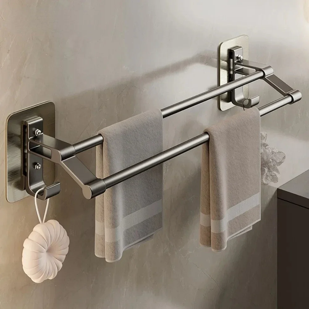 No punching required Self-Adhesive Bathroom Towel Rack Clothes Holder Gray Aluminum Double Pole Bar With Hook Without Drilling
No punching required Self-Adhesive Bathroom Towel Rack Clothes Holder Gray Aluminum Double Pole Bar With Hook Without Drilling