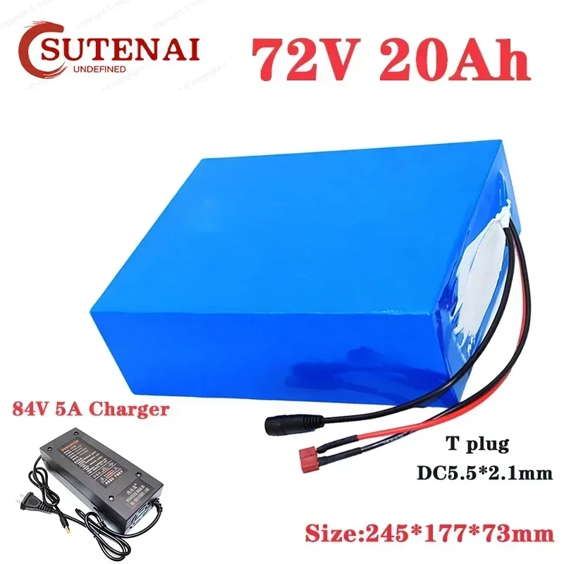 New 72V 20Ah 21700 lithium battery pack 20S4P 84V electric bicycle scooter motorcycle BMS 3000W high power battery + 5A charger
New 72V 20Ah 21700 lithium battery pack 20S4P 84V electric bicycle scooter motorcycle BMS 3000W high power battery + 5A charger