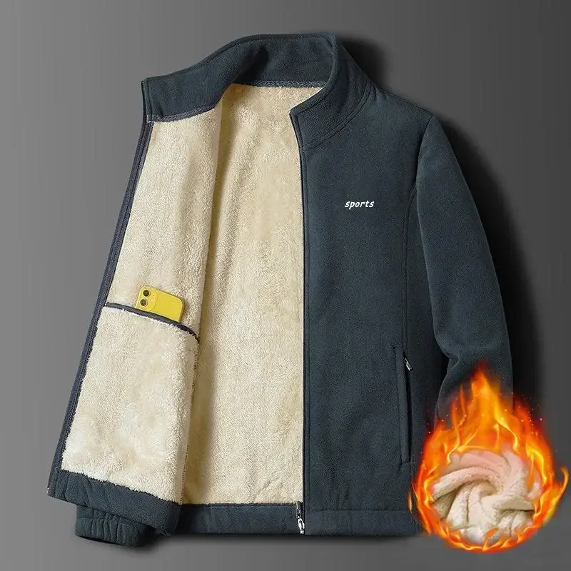 

Куртка мужская с шерстяной подкладкой, утепленная флисовая уличная одежда, повседневный пиджак с длинным рукавом, утепленная верхняя одежда, 5XL, зима