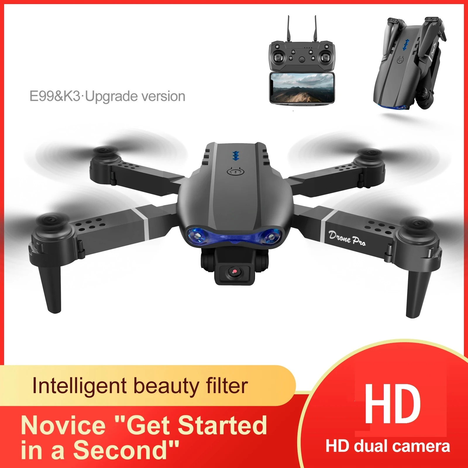 

E99 WIFI FPV Aerial Photography Helicopter RC Mini Drone 4K Dual HD Camera Foldable Quadcopter Dron Kid Toys Gifts