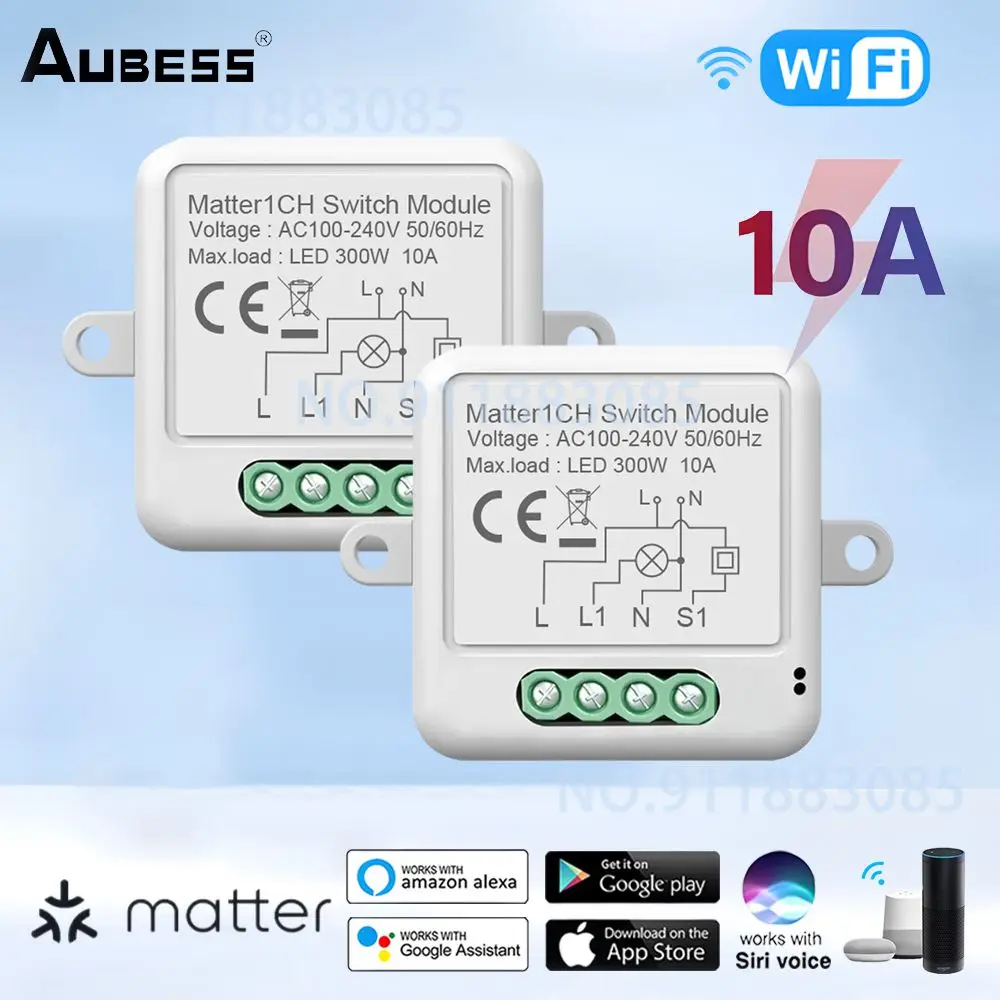 Aubess WIFI Smart Switch Matter Module HomeKit Remote Control Breaker Smart Home Automation Relay Works With Siri Alexa Google
Aubess WIFI Smart Switch Matter Module HomeKit Remote Control Breaker Smart Home Automation Relay Works With Siri Alexa Google
