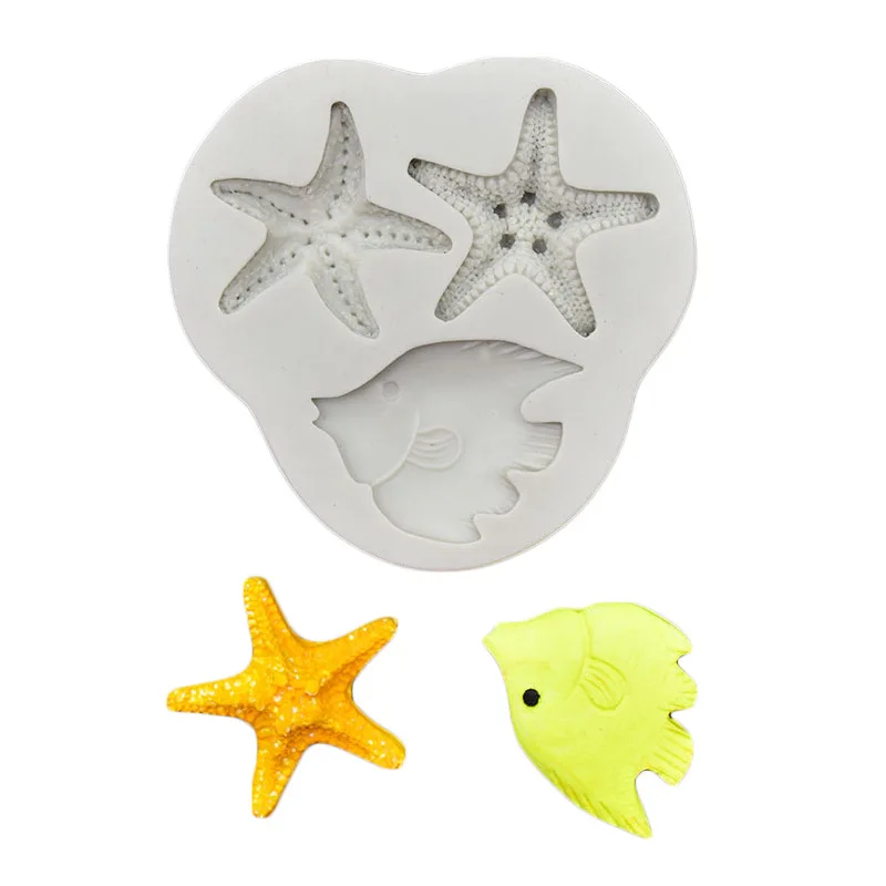 

Ocean Animal Silicone Fondant Mold DIY Sea Creatures Starfish Flounder Decorating Cake Tools DIY Chocolate Mold For Home Baking