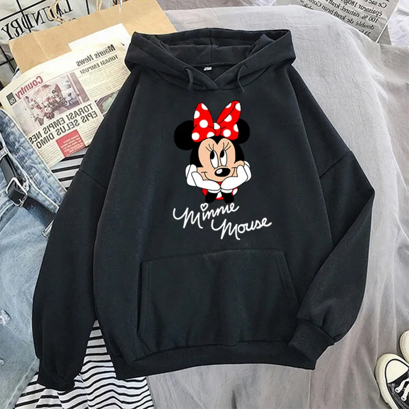

Disney Women Hoodies Minnie Mickey Mouse Hoodies Cartoon Tops Long Sleeve Pockets Sweatshirts Fashion Hooded Gothic Clothing