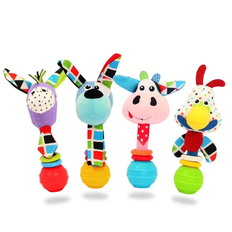 

High Quality Hand Shake Stick Baby Toy Animal Style Hand Ringing Bell Hand Ringing BB Stick Early Education Puzzle Plush Toy