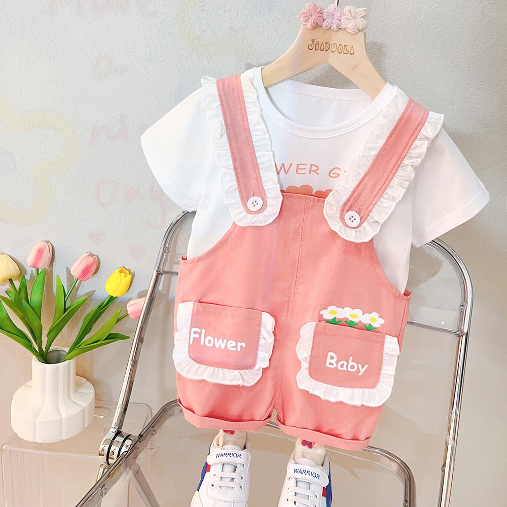 Summer Children Clothing Sets for Baby Girls Floral Sweatshirts Lace Overalls Kids Sportswear Infant Clothes Outfits 1-4 Years 
Summer Children Clothing Sets for Baby Girls Floral Sweatshirts Lace Overalls Kids Sportswear Infant Clothes Outfits 1-4 Years