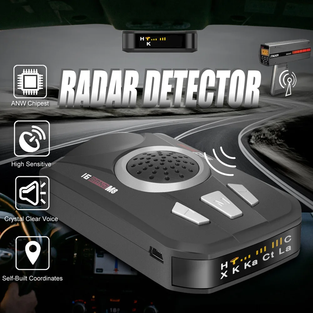 M8 Car Radar Detector English Russian Human Voice Auto Vehicle Speed Alert Warning Speed Control X K Ka Band Car Detector
M8 Car Radar Detector English Russian Human Voice Auto Vehicle Speed Alert Warning Speed Control X K Ka Band Car Detector