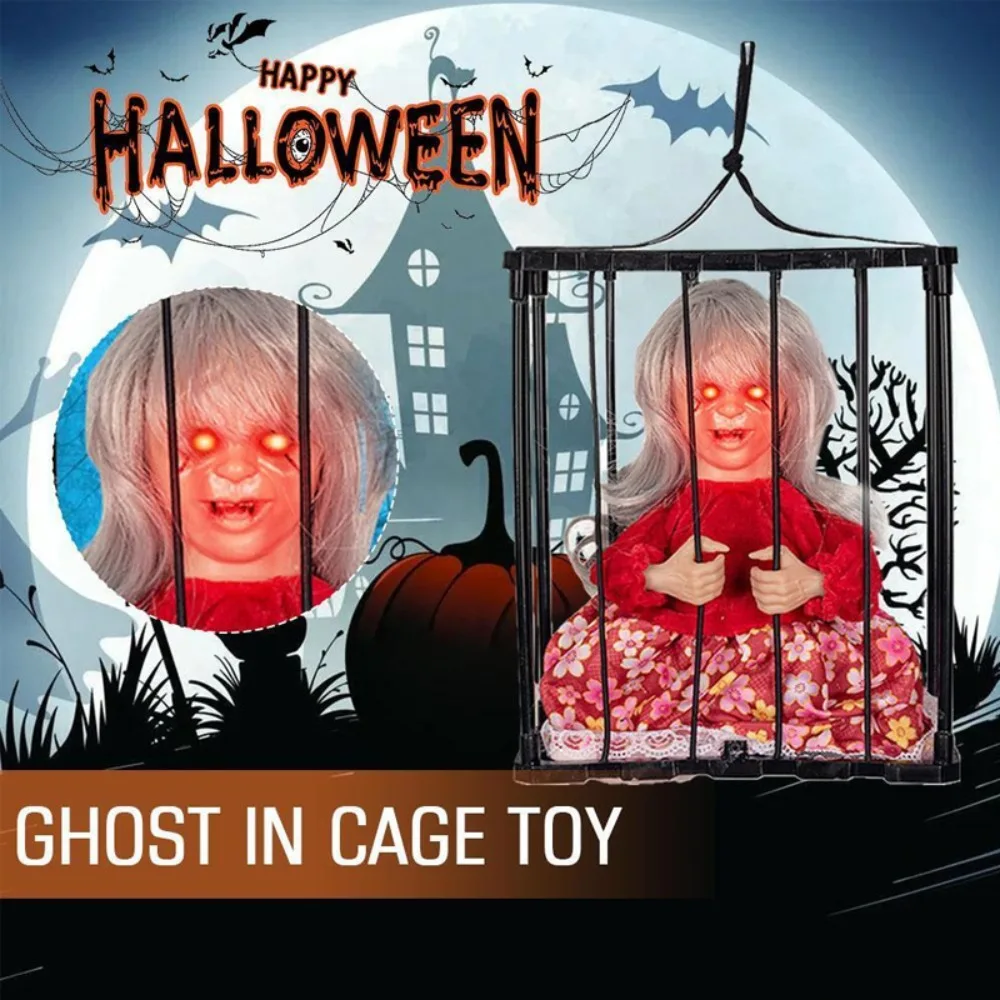 Prisoner Ghost In Cage Scary Skull Props For Halloween Decoration Skeleton Toys Creepy Dolls Hangable Talking Ghost
Prisoner Ghost In Cage Scary Skull Props For Halloween Decoration Skeleton Toys Creepy Dolls Hangable Talking Ghost