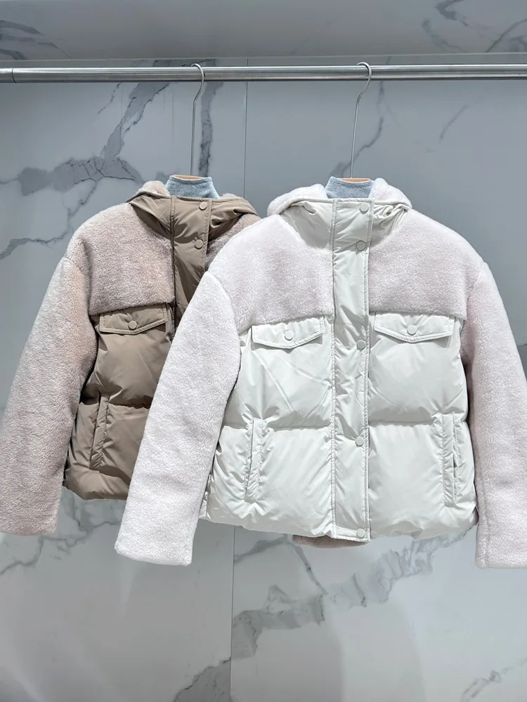 Женский шерстяной пуховик с капюшоном, теплый пуховик на молнии с карманами, 2 цвета, модное женское пальто, новинка зимы 2023 
Женский шерстяной пуховик с капюшоном, теплый пуховик на молнии с карманами, 2 цвета, модное женское пальто, новинка зимы 2023