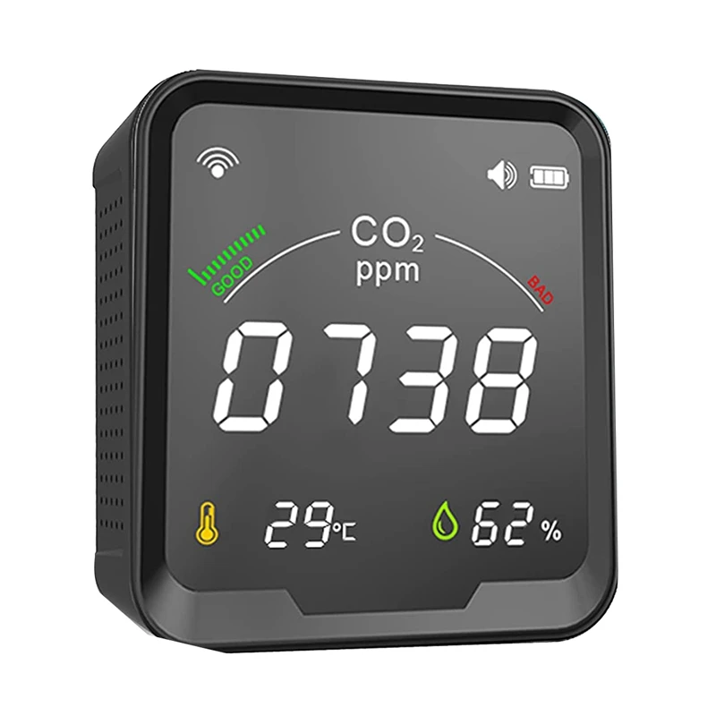CO2 Detector, Indoor Air Quality Monitor, NDIR Sensor Carbon Dioxide Detector, Temperature Humidity Air Tester
CO2 Detector, Indoor Air Quality Monitor, NDIR Sensor Carbon Dioxide Detector, Temperature Humidity Air Tester