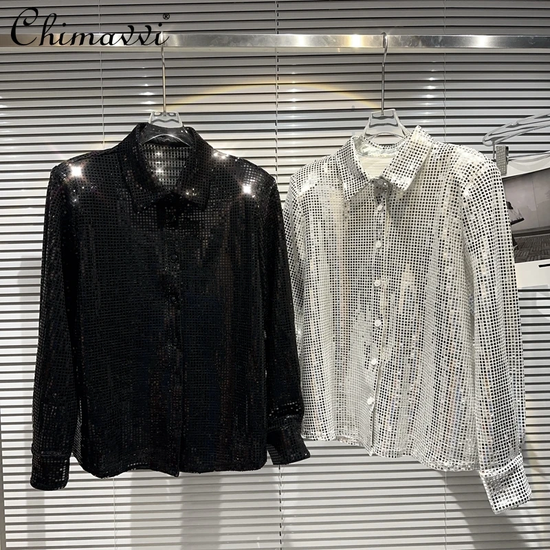Ladies 2024 Spring Clothes New Fashion Hot Girl Sequined Long-Sleeved Shirt Loose Socialite Shoulder Pad Blouse Women's Top
Ladies 2024 Spring Clothes New Fashion Hot Girl Sequined Long-Sleeved Shirt Loose Socialite Shoulder Pad Blouse Women's Top