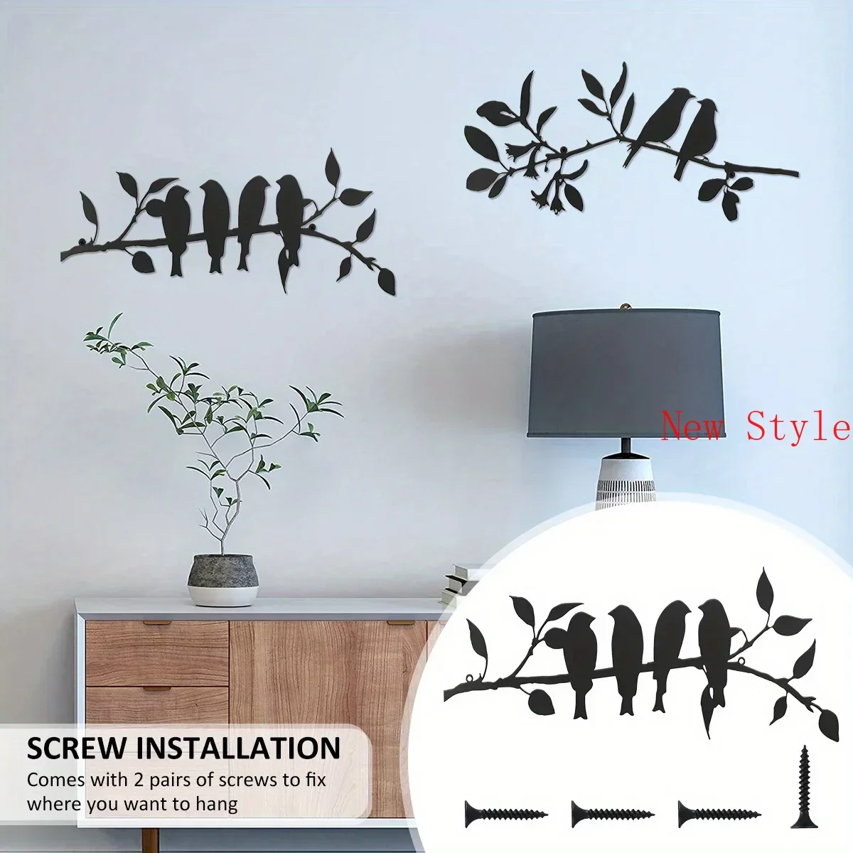 2pcs Metal Birds Home Decoration Kit Wall Hanging Metal Birds Art Creative Birds on Branch Art Rustic Bird Wall Background Décor
2pcs Metal Birds Home Decoration Kit Wall Hanging Metal Birds Art Creative Birds on Branch Art Rustic Bird Wall Background Décor