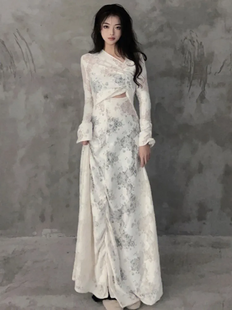 Chinese Style Midi Dress Women Elegant White Cheongsam Fake Two Pieces Print Dresses French Style Fashion Spring Summer New
Chinese Style Midi Dress Women Elegant White Cheongsam Fake Two Pieces Print Dresses French Style Fashion Spring Summer New