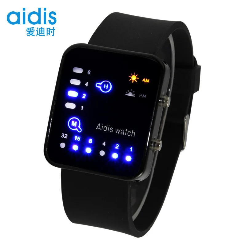 

MY-0725-1 Addies Binary Creative Waterproof LED Electronic Watch Silicone Children's Student Jelly Couple Watch