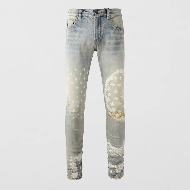 High Street Brand Fashion Men Jeans Retro Light Gray Blue Stretch Hole Ripped Jeans Men Printed Designer Hip Hop Pants Hombre
High Street Brand Fashion Men Jeans Retro Light Gray Blue Stretch Hole Ripped Jeans Men Printed Designer Hip Hop Pants Hombre