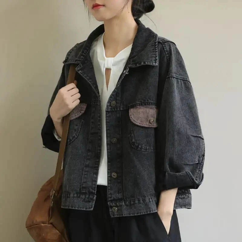 Vintage Women Jacket 2022 Autumn Spring Oversize Denim Jackets Washed Blue Jeans Coat Turn-down Collar Outwear Jaqueta Jeans
Vintage Women Jacket 2022 Autumn Spring Oversize Denim Jackets Washed Blue Jeans Coat Turn-down Collar Outwear Jaqueta Jeans