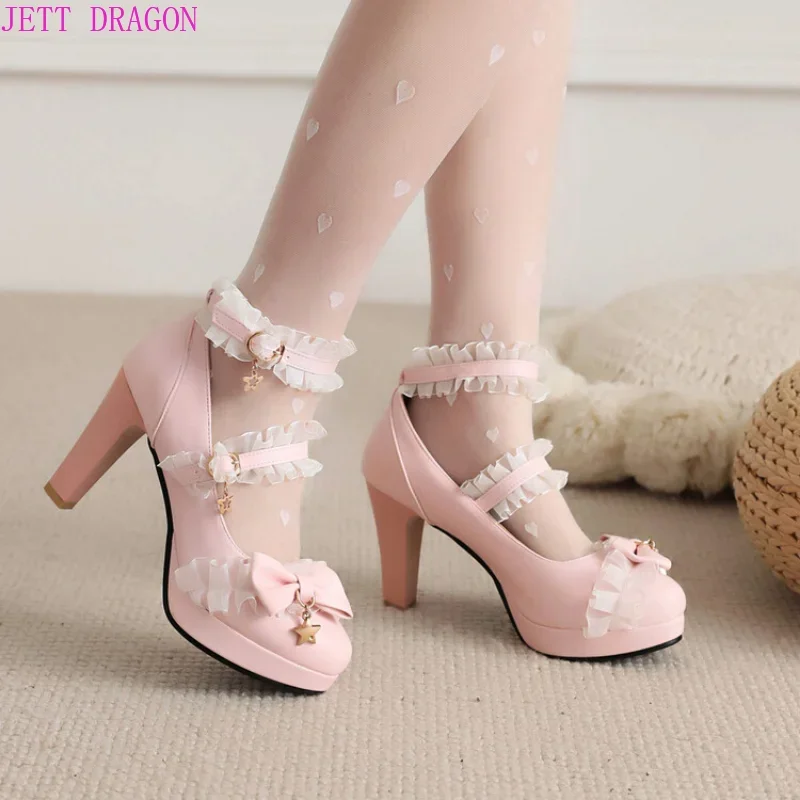 Pumps Women's Shoes Spring and Autumn New Style Fashion Shallow Mouth Butterfly-knot Sweet Lolita Lace Party Plus Size 45
Pumps Women's Shoes Spring and Autumn New Style Fashion Shallow Mouth Butterfly-knot Sweet Lolita Lace Party Plus Size 45