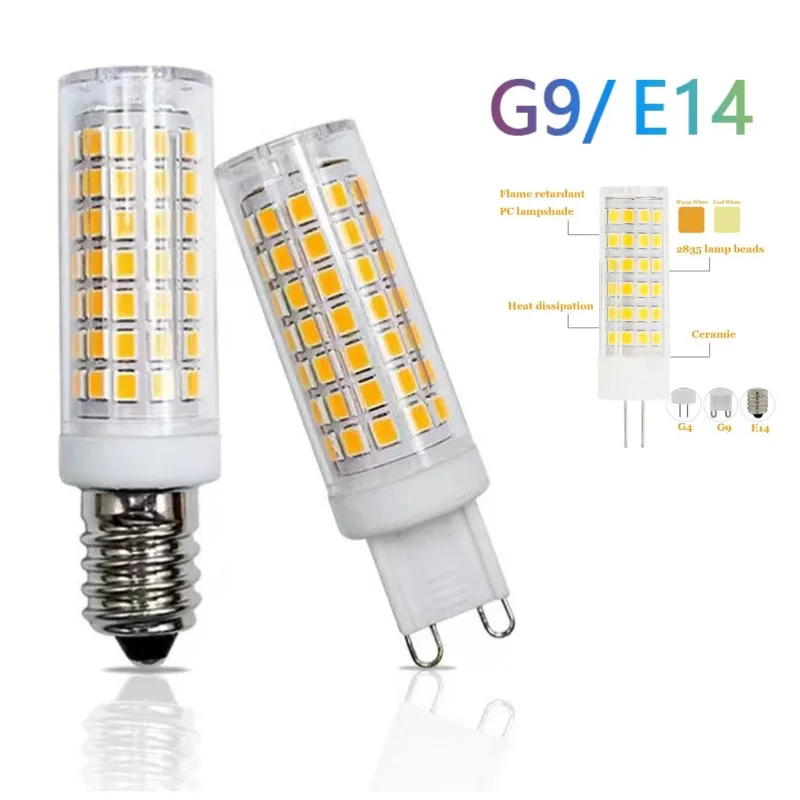 

LED G9 E14 Lamp Bulb AC220V 2835 SMD Chip Ceramic LED Light Bulb 3W 5W 7W 9W 12W Replace Halogen G4 For Chandelier Energy Saving