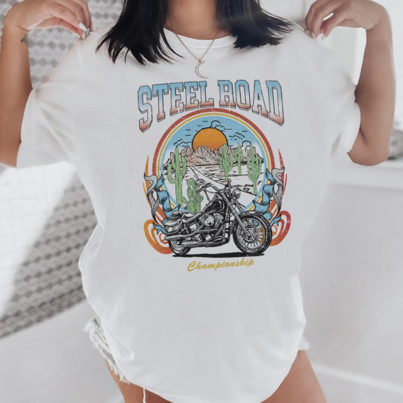 Desert Road Motorcycle T-Shirts For Women Vintage Western Graphic Tees Loose Short Sleeve Travel T Shirt Female Hippie Boho Tops
Desert Road Motorcycle T-Shirts For Women Vintage Western Graphic Tees Loose Short Sleeve Travel T Shirt Female Hippie Boho Tops