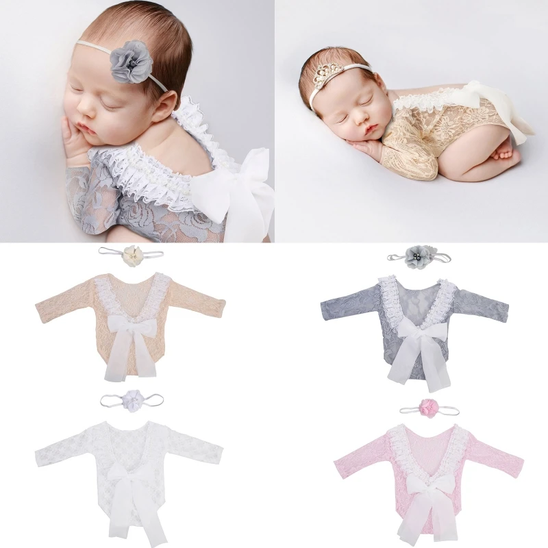Baby Lace bow Romper & flower Hairband One Piece Jumpsuit Newborn Photography Props Baby Shoot Suit Skin-Friendly Outfit
Baby Lace bow Romper & flower Hairband One Piece Jumpsuit Newborn Photography Props Baby Shoot Suit Skin-Friendly Outfit