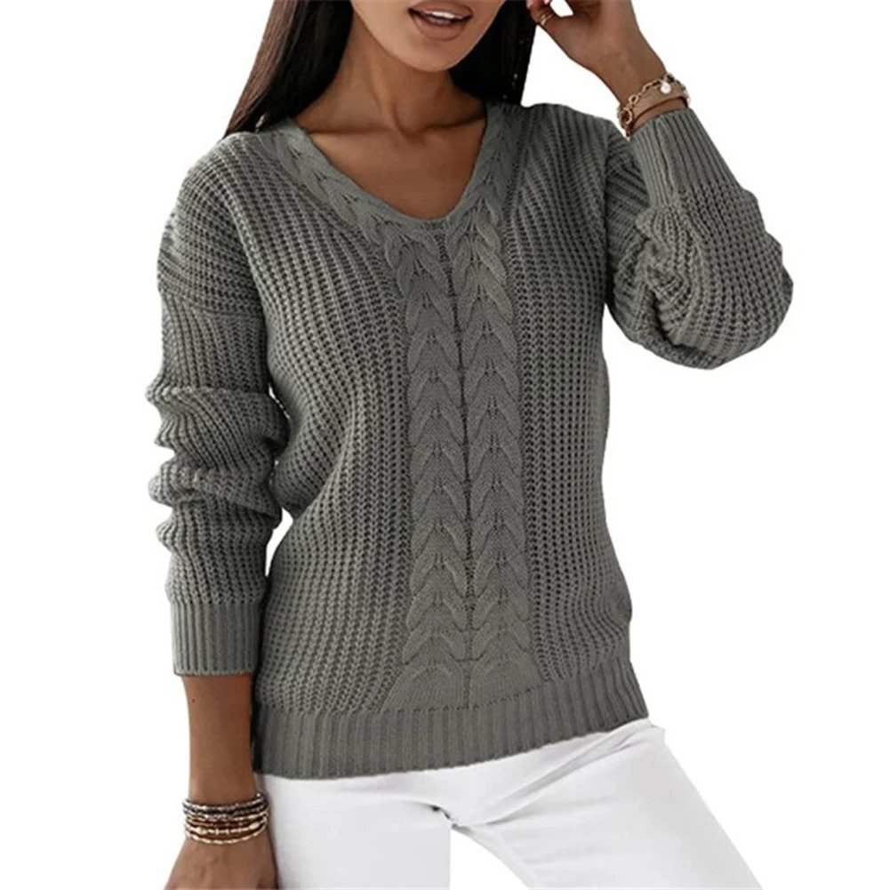 Autumn Winter Women's Sweater Fashion Cable New Knit V Neck Solid Color Ladies Pullover Jumper Tops Sweaters Female Clothing
Autumn Winter Women's Sweater Fashion Cable New Knit V Neck Solid Color Ladies Pullover Jumper Tops Sweaters Female Clothing