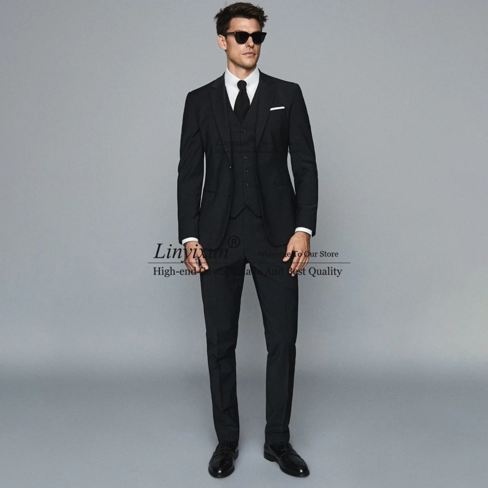 Handsome Black Suits For Men Business Blazer Hombre Wedding Groom Tuxedo Slim Fit Daily 3 Piece Jacket Vest Pants Costume Homme
Handsome Black Suits For Men Business Blazer Hombre Wedding Groom Tuxedo Slim Fit Daily 3 Piece Jacket Vest Pants Costume Homme