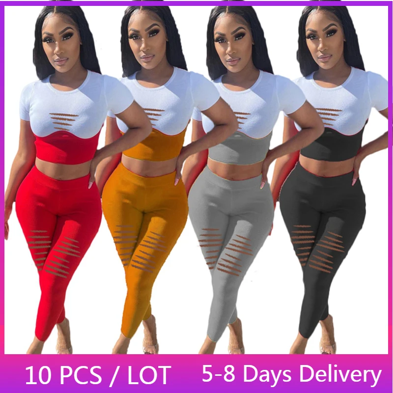 Wholesale Items Ripped Bodycon Womens Two Piece Sets Color Patchwork Crop Top Pants Set Streetwear Skinny Club Outfits for Women
Wholesale Items Ripped Bodycon Womens Two Piece Sets Color Patchwork Crop Top Pants Set Streetwear Skinny Club Outfits for Women