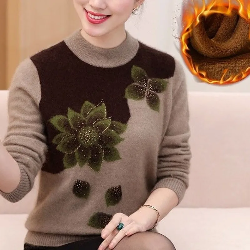 Female Fashion Vintage Printing Long Sleeve Pullover Sweaters Autumn Winter Elegant Rhinestone Knitted Tops Women's Clothing
Female Fashion Vintage Printing Long Sleeve Pullover Sweaters Autumn Winter Elegant Rhinestone Knitted Tops Women's Clothing