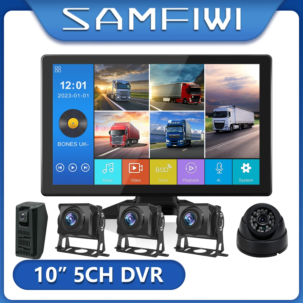 

10" AHD IPS Touch Screen 5CH Truck Monitor BSD Recording DVR 720P Car Rear View Camera Vehicle Blind Spot Detection MP5