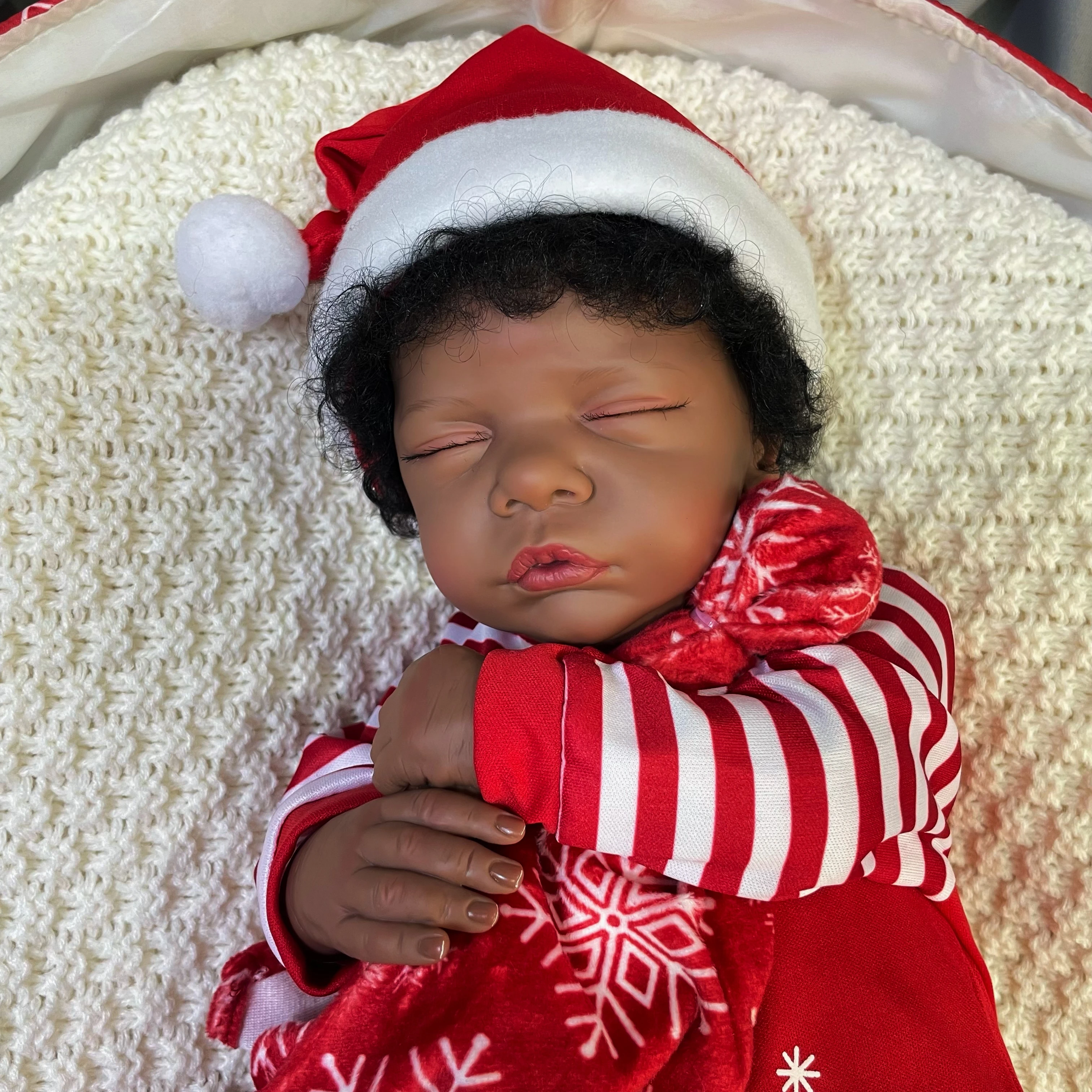48CM African American Doll Romy Dark Skin Reborn Baby Finished Newborn With Rooted Hair Handmade Toy Christmas Gift For Girls
48CM African American Doll Romy Dark Skin Reborn Baby Finished Newborn With Rooted Hair Handmade Toy Christmas Gift For Girls
