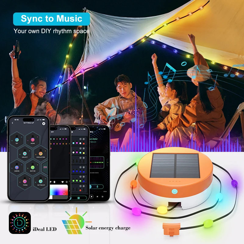 Solar Camping String Lights RGBIC Portable Rotating Storage Box String Light Bluetooth Control Sync with Music Atmosphere Lamp
Solar Camping String Lights RGBIC Portable Rotating Storage Box String Light Bluetooth Control Sync with Music Atmosphere Lamp