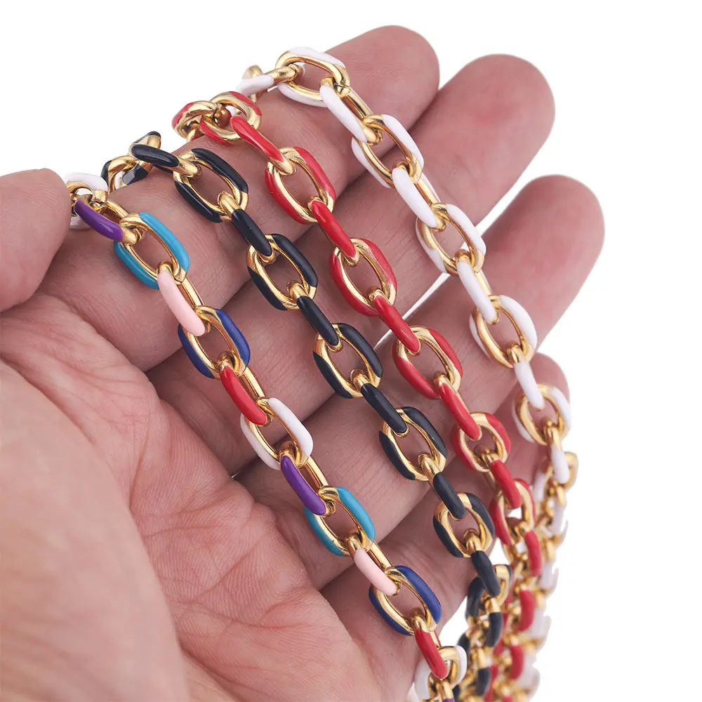 1M 7mm Stainless Steel White Red Enamel Gold Rolo Large Cable Link Chain for Jewelry Making Supplies Men Women Necklace Bracelet
1M 7mm Stainless Steel White Red Enamel Gold Rolo Large Cable Link Chain for Jewelry Making Supplies Men Women Necklace Bracelet
