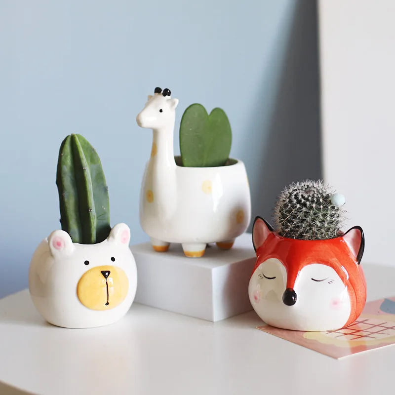 Creative Cute Animal Succulent Plant Small Flower Pot Ceramic Animal Potted Cute Desktop Art Ornaments Giraffe Panda Flower Vase
Creative Cute Animal Succulent Plant Small Flower Pot Ceramic Animal Potted Cute Desktop Art Ornaments Giraffe Panda Flower Vase