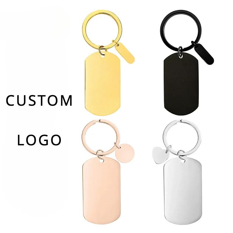 

Customized Laser Engrave LOGO Keychain Blank for Lovers Friend Family Stainless Steel Key Chain Ring Personalized Keyring Gift