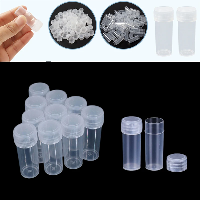 

100Pcs/lot 5ml/5g Mini Clear Plastic Sample Bottles Small Pots Containers For Medicine Pill Liquid Solid Powder Capsule Storage