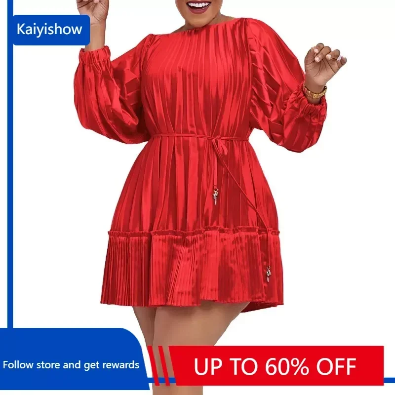 African Pleated Dresses for Women Elegant Autumn African Long Sleeve Orange Red Blue White Polyester Party Evening Mini Dress
African Pleated Dresses for Women Elegant Autumn African Long Sleeve Orange Red Blue White Polyester Party Evening Mini Dress