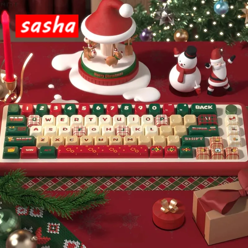 

Merry Christmas Theme Keycaps 158 Keys Cherry Profile Keycap ISO PBT Dye Sub for MX Switch DIY Layout Mechanical Keyboard