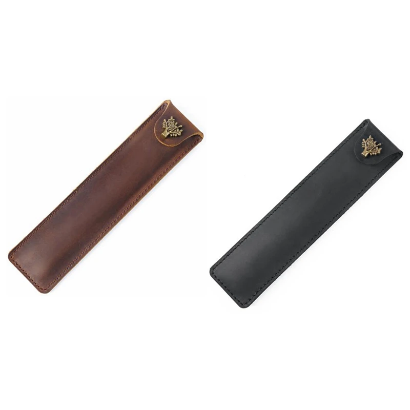2 Pcs Genuine Leather Pen Pouch Holder Case With Snap Button For Rollerball, Black & Brown
2 Pcs Genuine Leather Pen Pouch Holder Case With Snap Button For Rollerball, Black & Brown