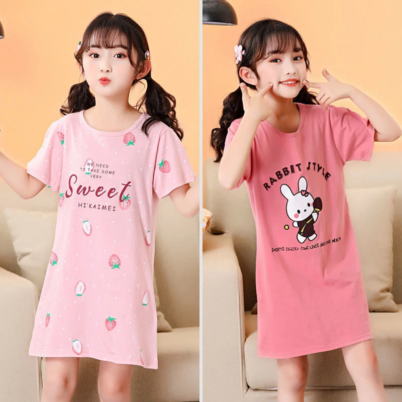 

Летние детские ночные рубашки, ночная рубашка принцессы для маленьких девочек, детская одежда для сна, летнее платье для сна, пижамы для малышей