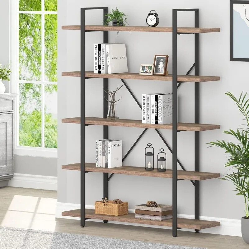 

Tall Bookcases and Book Shelves, Metal Wooden Book Shelf and Storage Rack, Modern Etagere, Farmhouse Large Display Bookshelves