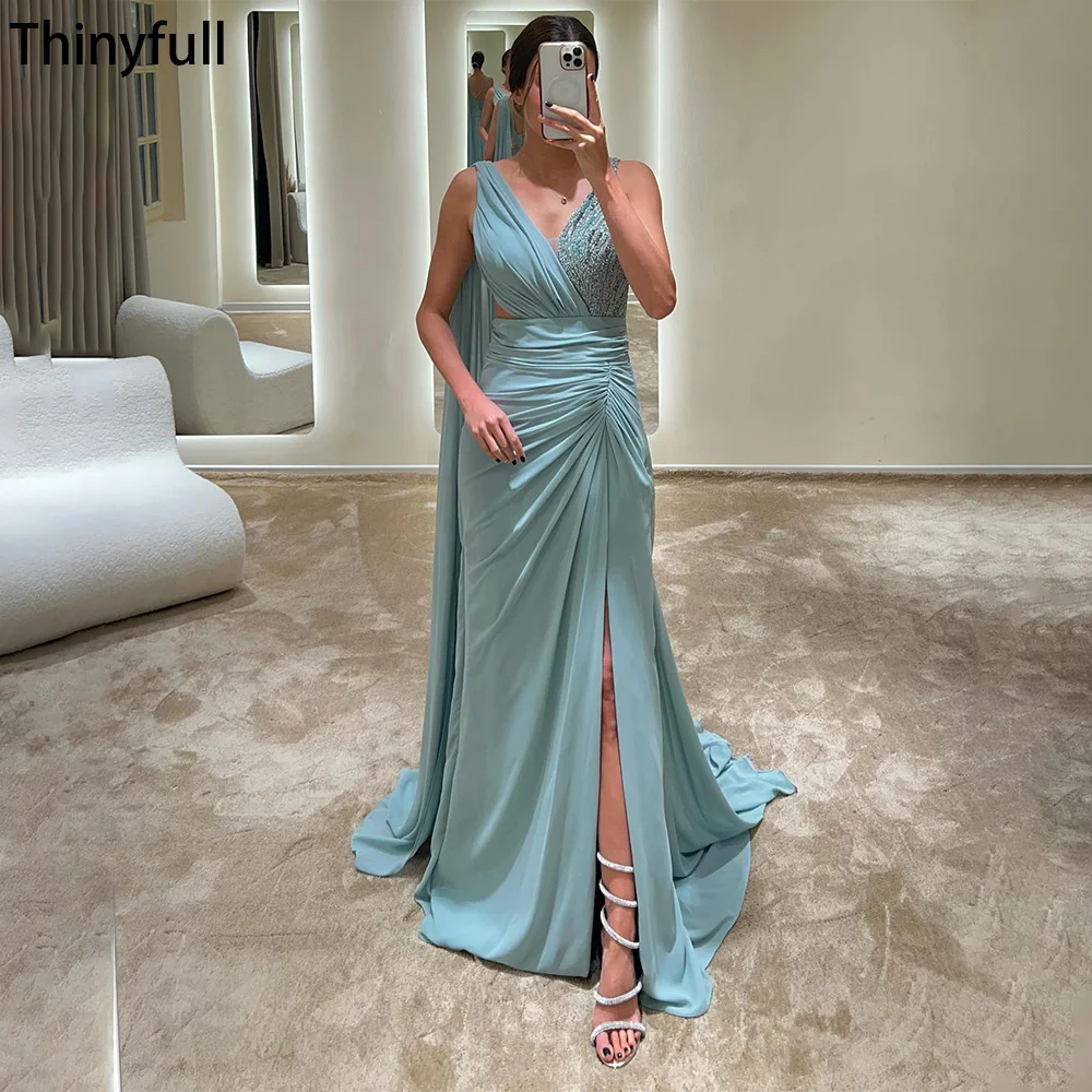 Thinyfull Saudi Arabia Mermaid Evening Dresses Chiffon Beading V Neck Cape Slit Prom Party Gowns Events Formal Dresses for Women
Thinyfull Saudi Arabia Mermaid Evening Dresses Chiffon Beading V Neck Cape Slit Prom Party Gowns Events Formal Dresses for Women