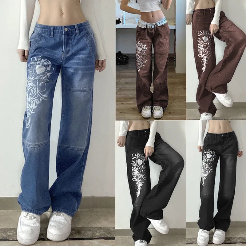 

Harajuku Grunge Vintage Low Waisted Cargo Pants Y2K Aesthetics Indie Women&/39;s Jeans Pockets Korean Streetwear Retro Trousers