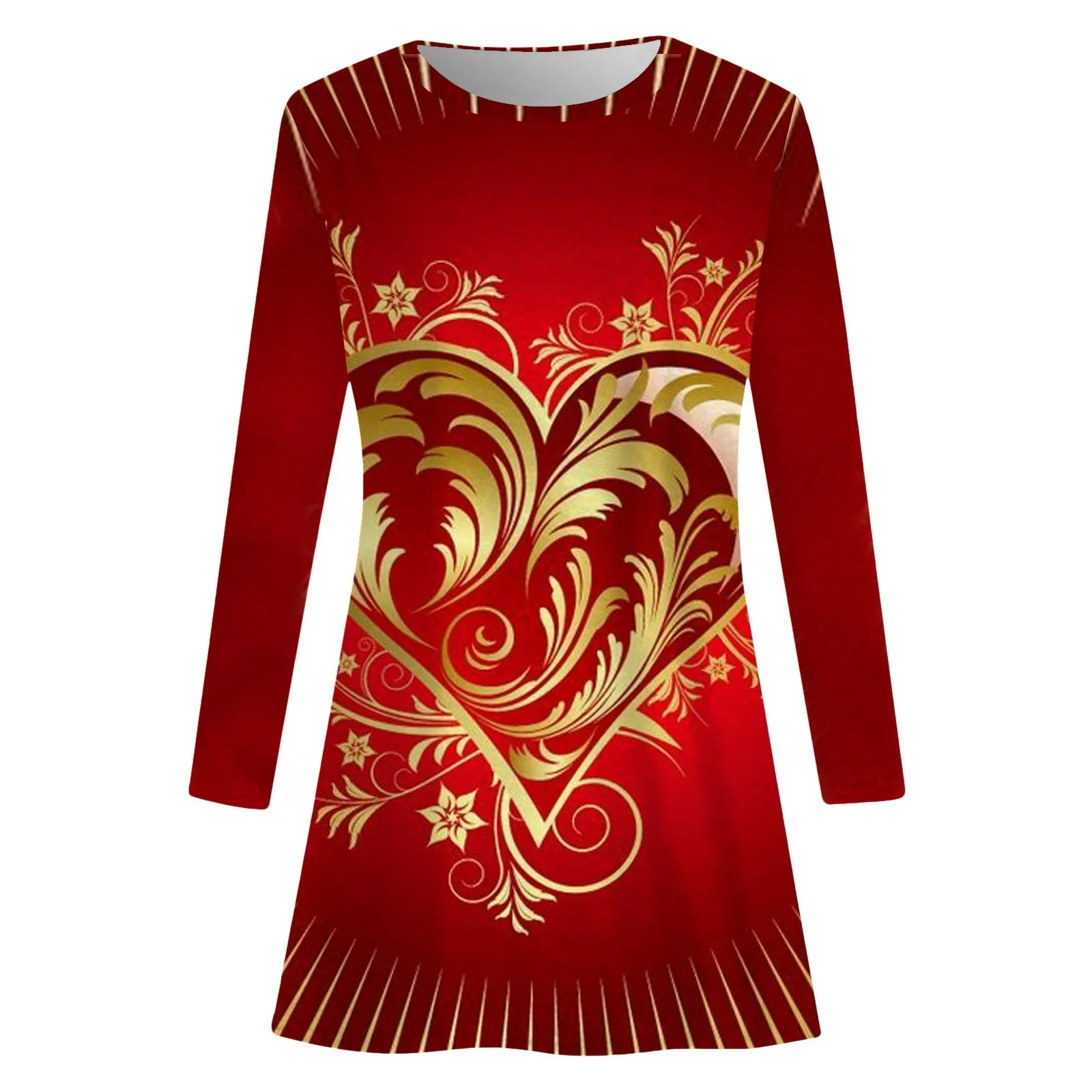 Valentine's Day Women's Fashion Love Theme Printed Round Neck Long Sleeve Casual Dress 1 Shirt dresses floral dress Casual
Valentine's Day Women's Fashion Love Theme Printed Round Neck Long Sleeve Casual Dress 1 Shirt dresses floral dress Casual
